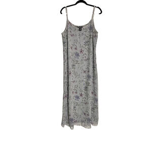Rafaella Dress Womens 12 Shift Maxi Strappy Lined Floral Sheer Overlay